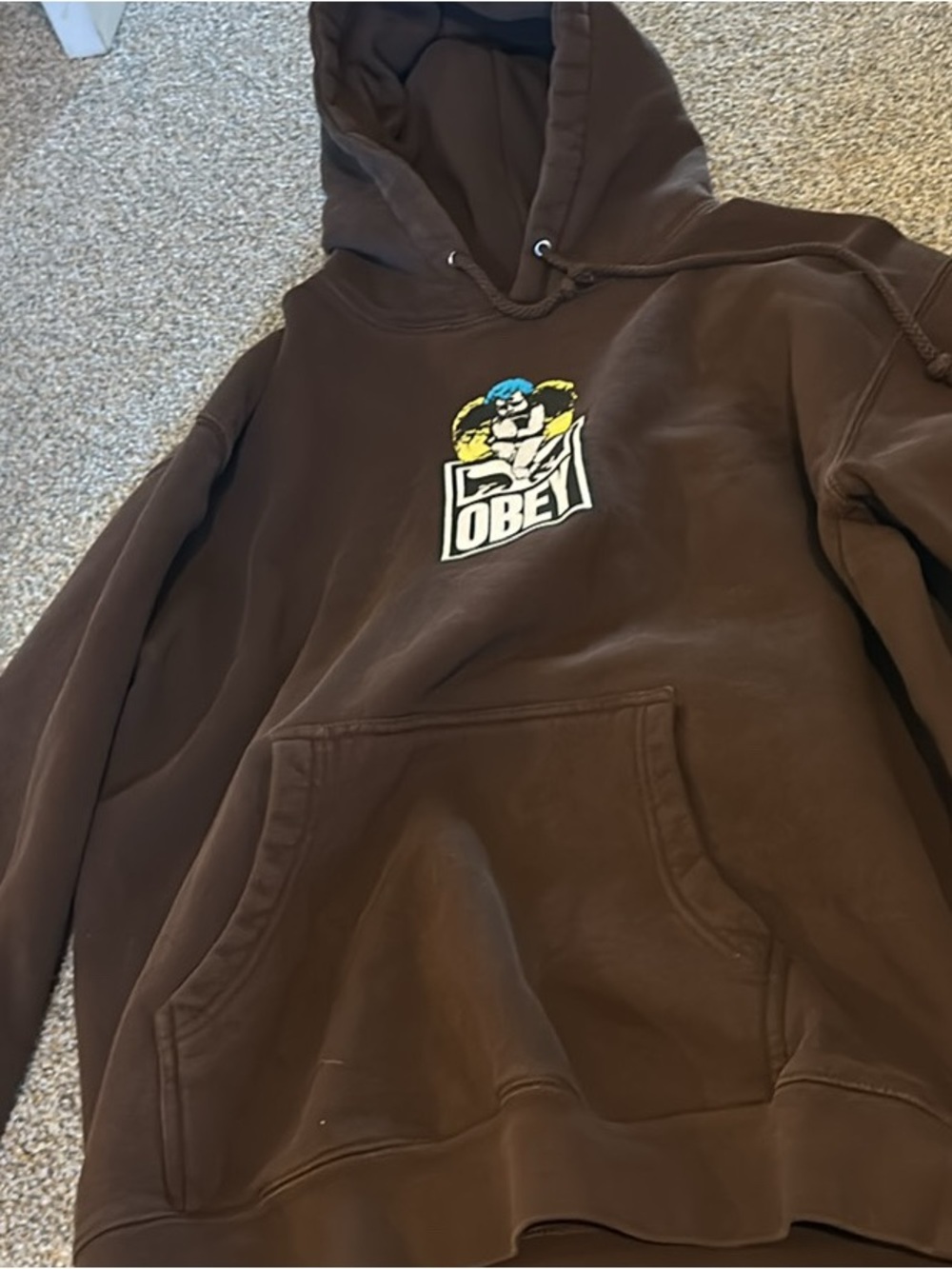 Obey Brown Pullover Hoodie with Colorful Logo